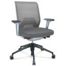 ID Mesh, FlowMotion-without tilt mechanism, without seat depth adjustment, With 2D armrests, 5 star foot , basic dark plastic, Soft grey, Silk mesh seat cover, diamond mesh back, Dimgrey, Hard castors for carpets