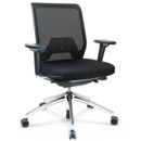 ID Mesh, FlowMotion-with tilt mechanism, with seat depth adjustment, With 3D-armrests, 5 star foot, polished aluminium, Basic dark, Plano seat cover, diamond mesh back, Nero, Soft castors for hard floor surfaces