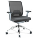 ID Mesh, FlowMotion-without tilt mechanism, without seat depth adjustment, With 3D-armrests, 5 star foot, polished aluminium, Soft grey, Silk mesh seat cover, diamond mesh back, Asphalt, Soft castors for hard floor surfaces