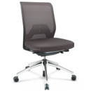 ID Mesh, FlowMotion-with tilt mechanism, with seat depth adjustment, Without armrests, 5 star foot, polished aluminium, Basic dark, Silk mesh seat cover, diamond mesh back, Brown, Soft castors for hard floor surfaces