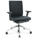 ID Soft, FlowMotion-with tilt mechanism, with seat depth adjustment, With 2D armrests, 5 star foot, polished aluminium, Basic dark, Silk mesh seat and back, Nero, Hard castors for carpets