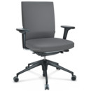 ID Soft, FlowMotion-without tilt mechanism, without seat depth adjustment, With 2D armrests, 5 star foot , basic dark plastic, Basic dark, Silk mesh seat and back, Dimgrey, Hard castors for carpets