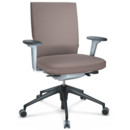 ID Soft, FlowMotion-with tilt mechanism, with seat depth adjustment, With 2D armrests, 5 star foot , basic dark plastic, Soft grey, Silk mesh seat and back, Mauve grey, Soft castors for hard floor surfaces