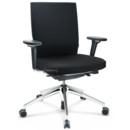 ID Soft, FlowMotion-with tilt mechanism, with seat depth adjustment, With 3D-armrests, 5 star foot, polished aluminium, Basic dark, Seat and back Plano, Nero, Hard castors for carpets