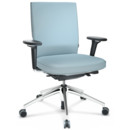 ID Soft, FlowMotion-without tilt mechanism, without seat depth adjustment, With 3D-armrests, 5 star foot, polished aluminium, Basic dark, Silk mesh seat and back, Ice grey, Soft castors for hard floor surfaces