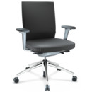 ID Soft, FlowMotion-with tilt mechanism, with seat depth adjustment, With 3D-armrests, 5 star foot, polished aluminium, Soft grey, Silk mesh seat and back, Asphalt, Soft castors for hard floor surfaces