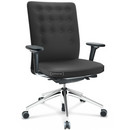 ID Trim, Without lumbar support, FlowMotion-without tilt mechanism, without seat depth adjustment, With 3D-armrests, 5 star foot, polished aluminium, Seat and back Plano, Dark grey, Soft castors for hard floor surfaces