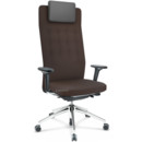 ID Trim L, FlowMotion with seath depth adjustment, With 3D-armrests, Basic dark, Plano fabric brown, Hard castors for carpets