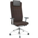 ID Trim L, FlowMotion without seath depth adjustment, With 3D-armrests, Soft grey, Plano fabric brown, Soft castors for hard floor surfaces