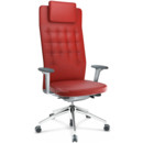 ID Trim L, FlowMotion without seath depth adjustment, With 3D-armrests, Soft grey, Leather red, Hard castors for carpets