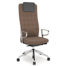 ID Trim L, FlowMotion with seath depth adjustment, With polished aluminium ring armrests, Basic dark, Plano fabric brown, Soft castors for hard floor surfaces