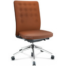 ID Trim, With lumbar support, FlowMotion-with tilt mechanism, with seat depth adjustment, Without armrests, 5 star foot, polished aluminium, Seat and back Plano, Cognac, Soft castors for hard floor surfaces