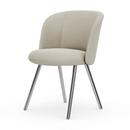 Mikado Side Chair, Aluminium polished, Dumet, Fabric Dumet ivory melange, Felt pads for hard floor surfaces