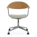 Mynt Office Svivel Chair four-star base, Natural oak, protective varnish, With seat upholstery, Plano parchment/cream white, Aluminium blasted, Hard castors for carpets