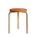 Artek - Stool 60, Seat lacquered orange, Legs birch clear varnished