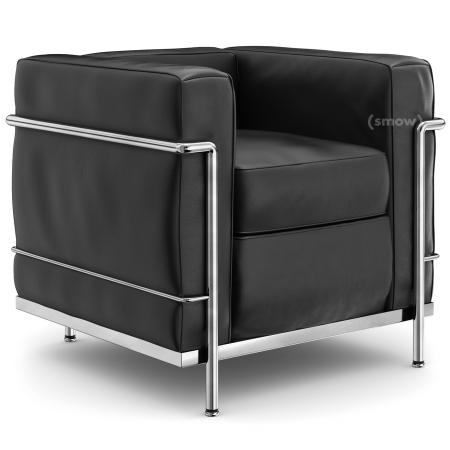 Roeispaan Levering heel Cassina LC2 Armchair, Chrome-plated, Leather Scozia, Black by Le Corbusier,  Pierre Jeanneret, Charlotte Perriand, 1928 - Designer furniture by smow.com