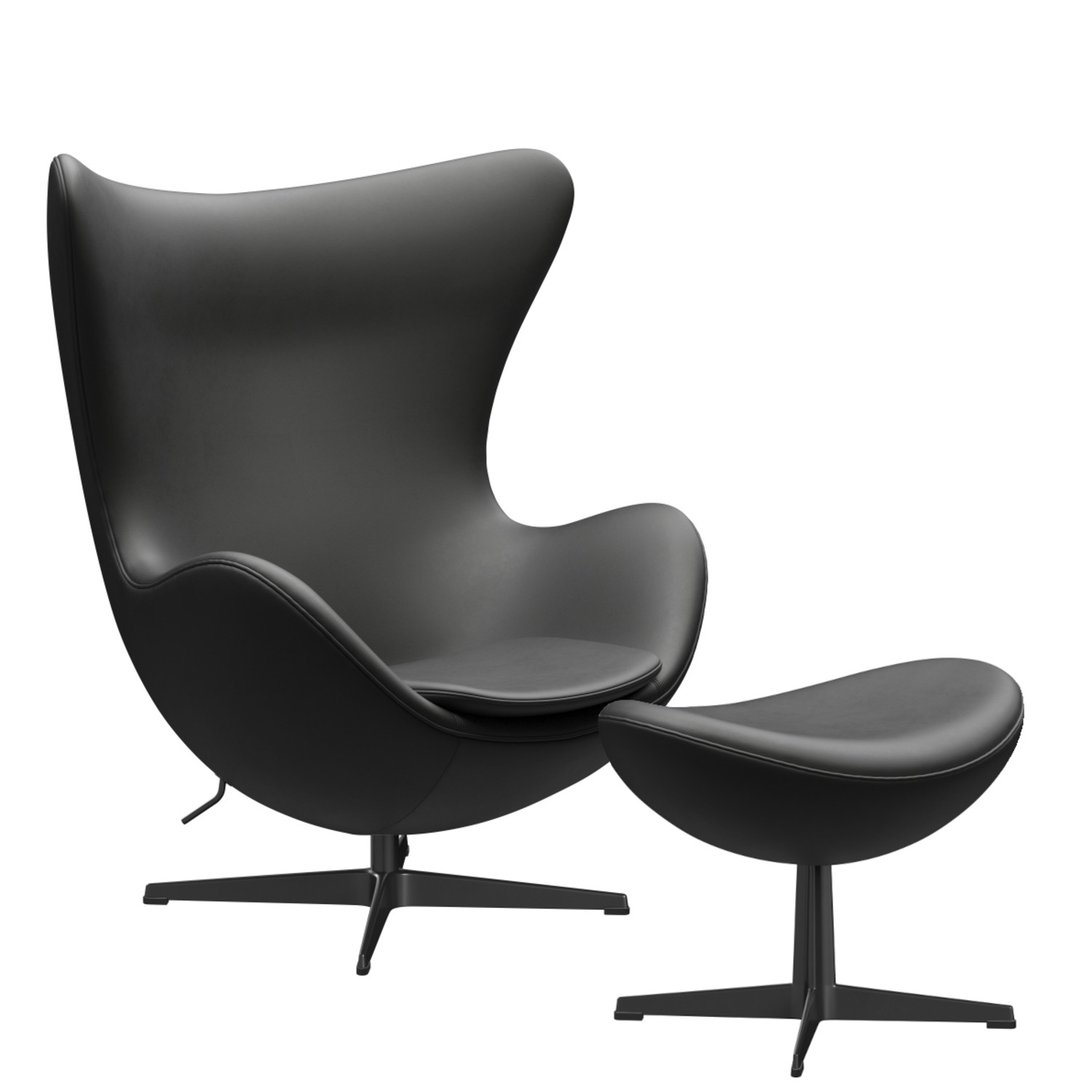 Black leather store egg chair