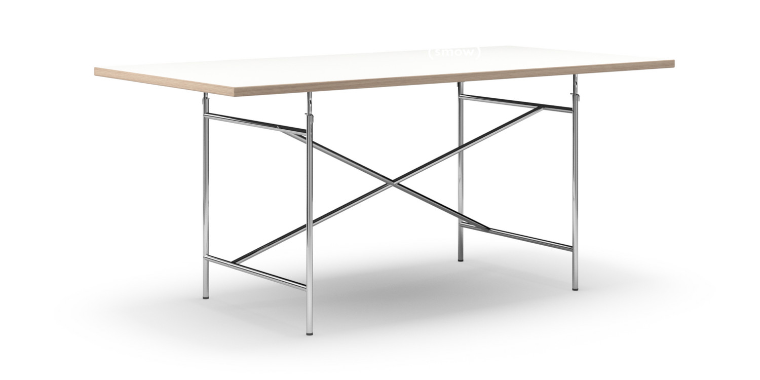 Richard Lampert Eiermann Table White Melamine With Oak Edge 180 X 90 Cm Chrome Angled Centred Eiermann 1 110 X 66 Cm By Egon Eiermann Designer Furniture By Smow Com