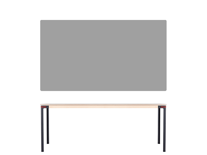 ondersteuning de begeleiding kiespijn Nils Holger Moormann Seiltänzer Table, 75 x 190 x 90 cm, Linoleum grey, Red  by Nils Holger Moormann, 2017 - Designer furniture by smow.com