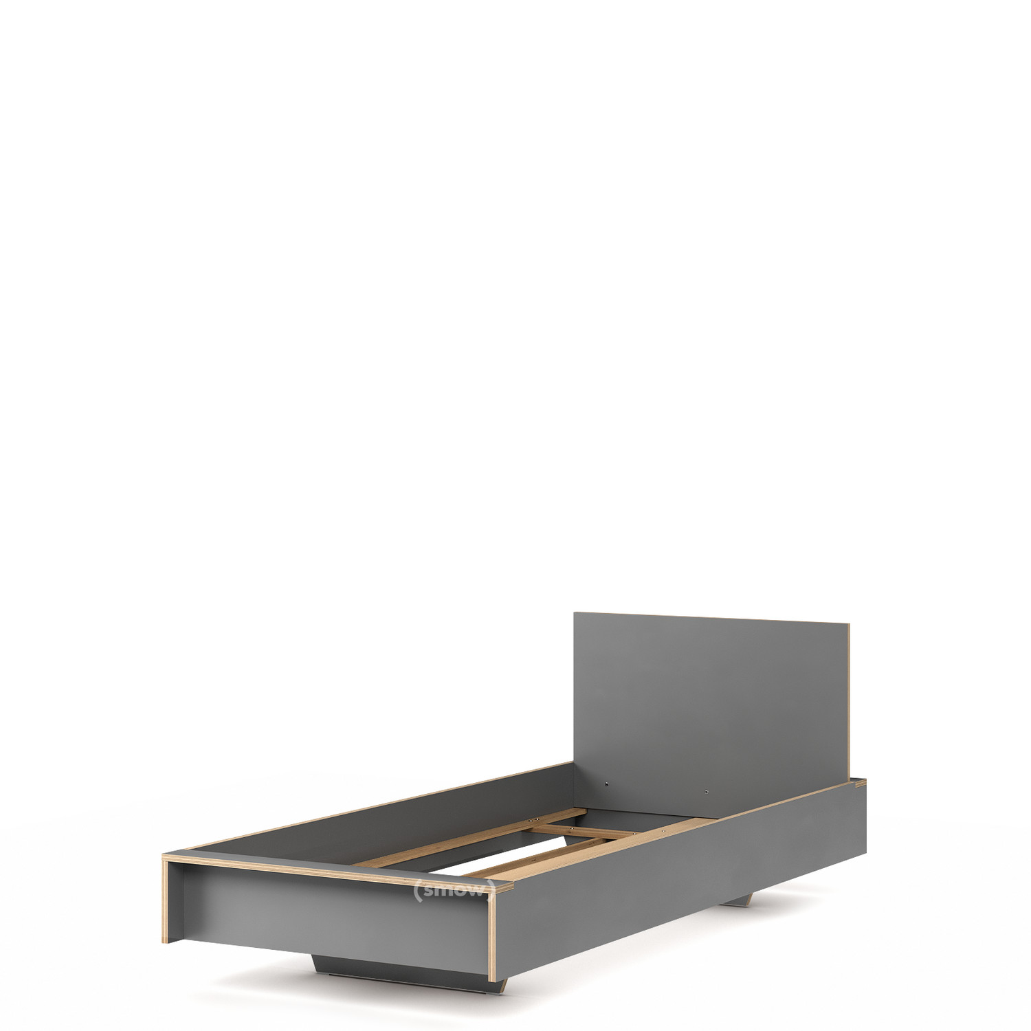 Brawl Getand Oneffenheden Müller Small Living Flai Bed, 90 x 200, With headboard, CPL anthracite,  Without slatted frame by Kaschkasch, 2015 - Designer furniture by smow.com