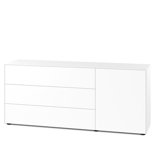 Nex Pur Box 2.0 with drawers and doors 48 cm|H 75 cm x B 180 cm (with door and three drawers)|White
