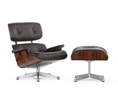 Pittig olie Catastrofaal Vitra Lounge Chair & Ottoman, Santos Palisander, Leather Premium F  chocolate, 84 cm - Original height 1956, Aluminium polished by Charles &  Ray Eames, 1956 - Designer furniture by smow.com