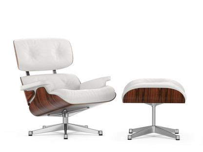 beweging omhelzing dorp Vitra Lounge Chair & Ottoman, Santos Palisander, Leather Premium F snow, 84  cm - Original height 1956, Aluminium polished by Charles & Ray Eames, 1956  - Designer furniture by smow.com