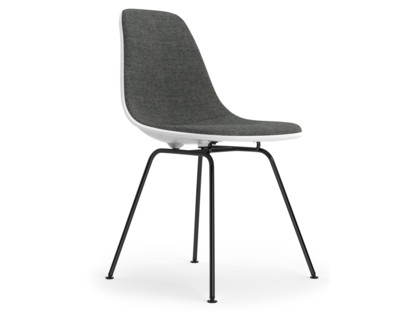 Eames Plastic Side Chair RE DSX Cotton white|With full upholstery|Nero / ivory|Standard version - 43 cm|Coated basic dark