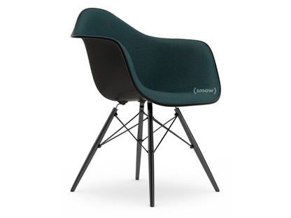 Ongunstig Opsommen details Vitra Eames Plastic Armchair DAW, Deep black, With full upholstery, Petrol  / moor brown, Standard version - 43 cm, Black maple by Charles & Ray Eames,  1950 - Designer furniture by smow.com