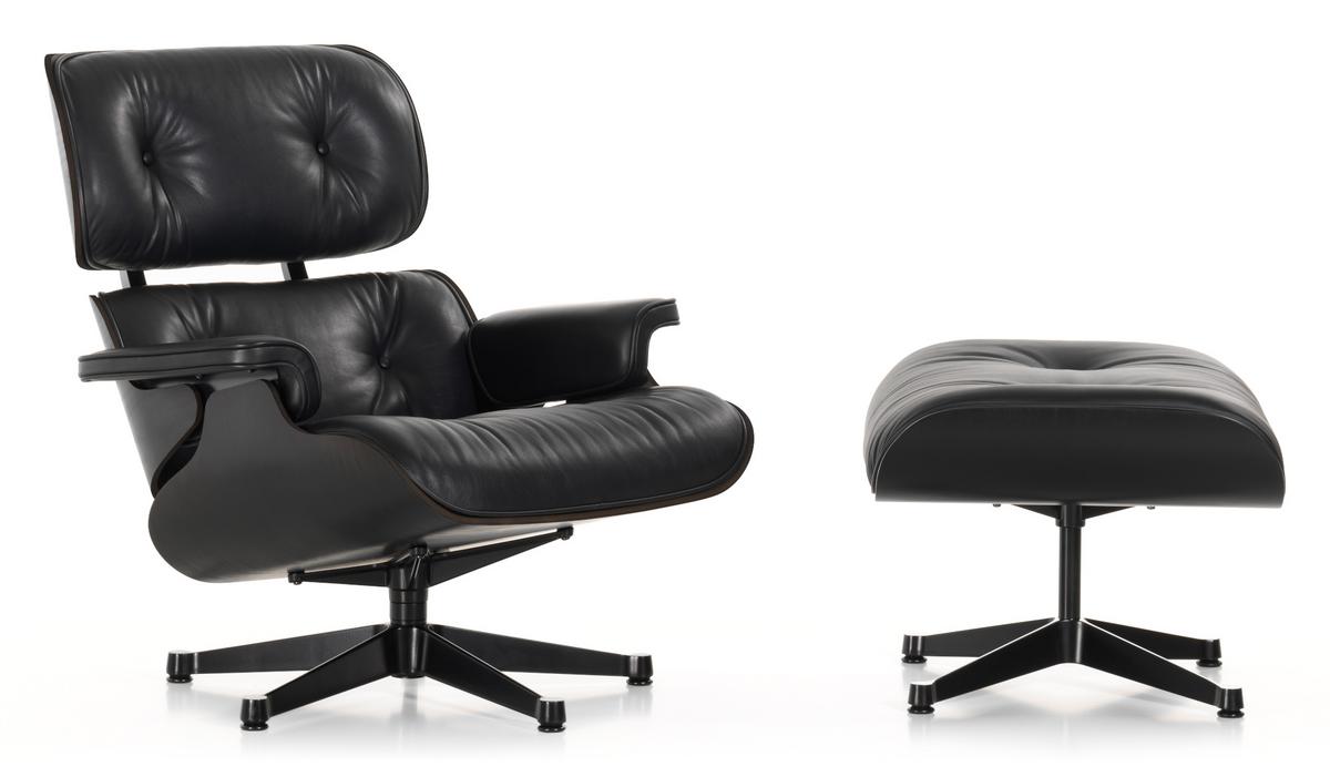 hobby Wacht even Bruidegom Vitra Lounge Chair & Ottoman - Black Version by Charles & Ray Eames, 1956 -  Designer furniture by smow.com