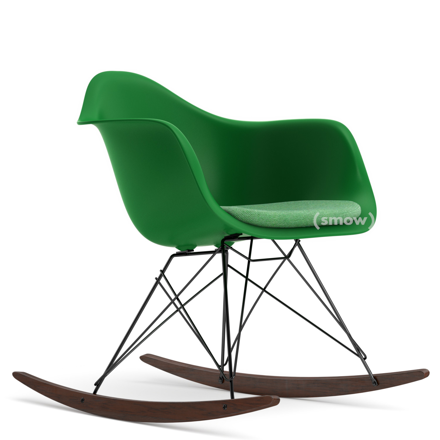 Vitra Rar With Upholstery Green With Seat Upholstery Green Ivory Without Border Welting Basic Dark Dark Maple By Charles Ray Eames 1950 Designer Furniture By Smow Com