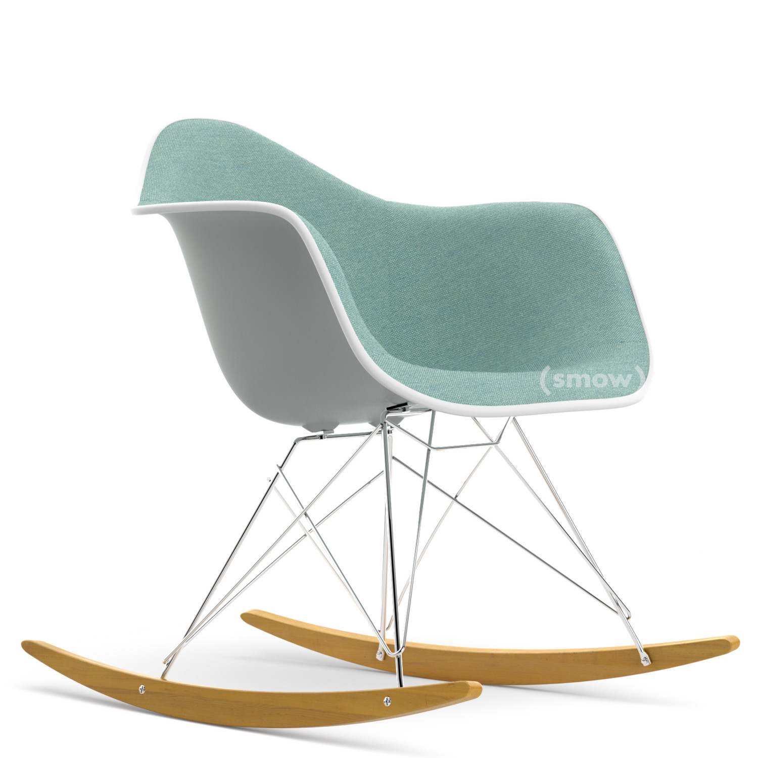 Vitra Rar With Upholstery Light Grey With Full Upholstery Ice Blue Ivory White Chrome Yellowish Maple By Charles Ray Eames 1950 Designer Furniture By Smow Com