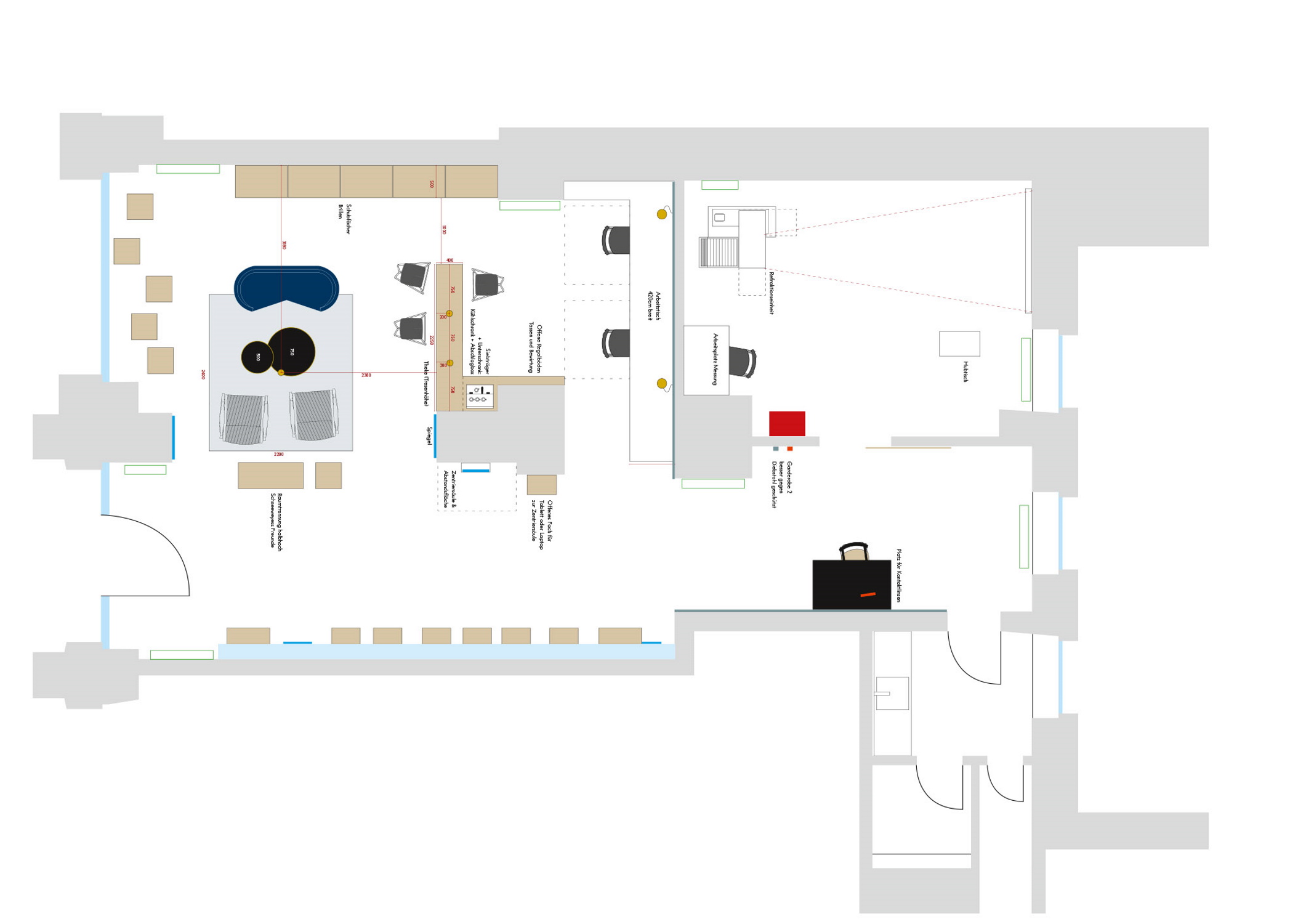 Plan vue de dessus de l'aménagement du magasin