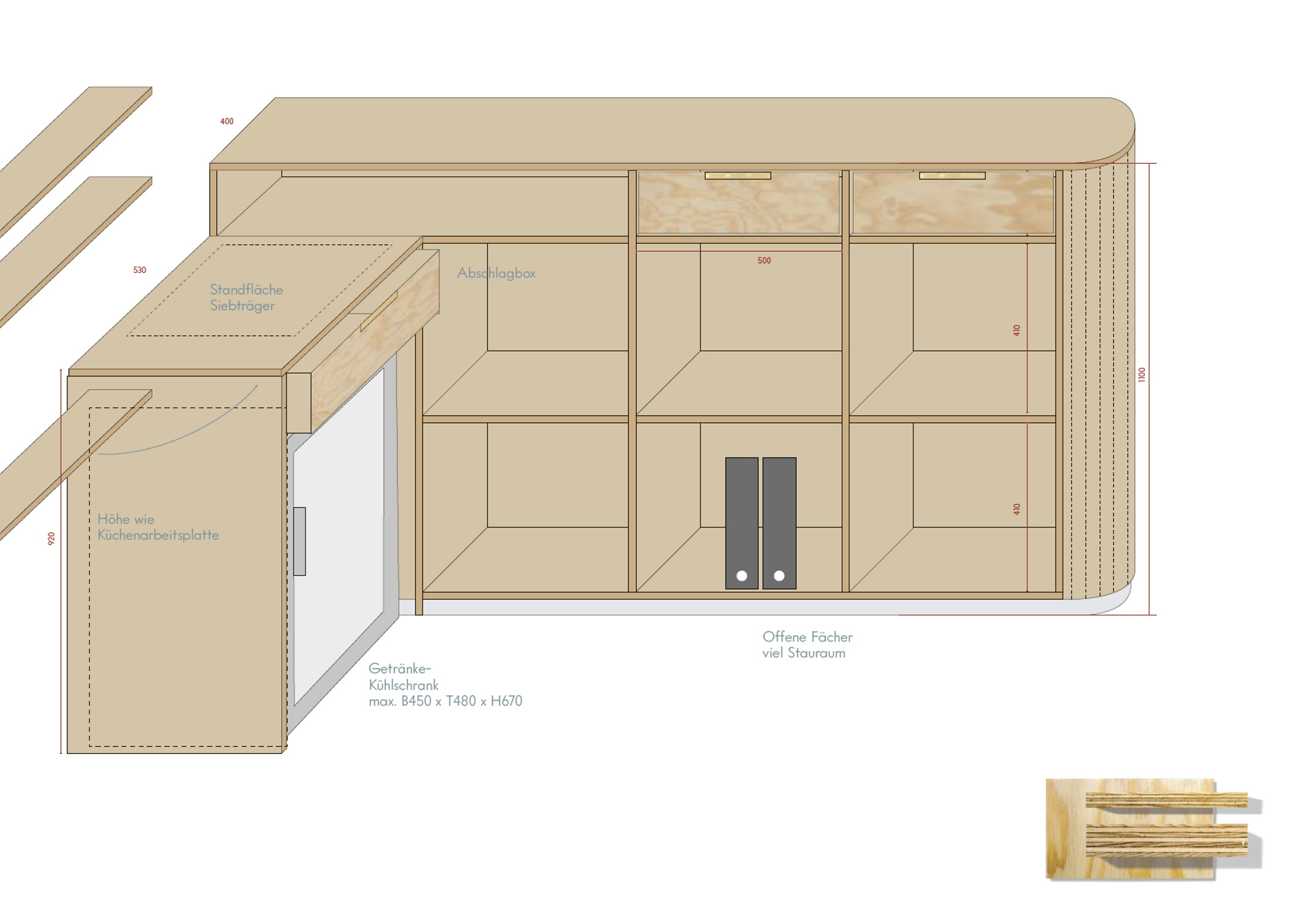 Plan pour la construction du meuble comptoir-bar