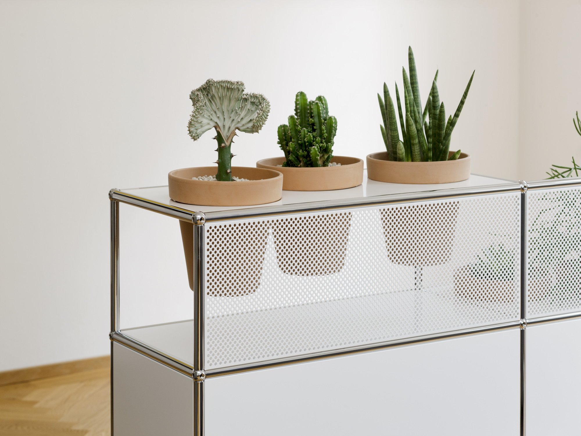 USM Haller sideboard with plant pots